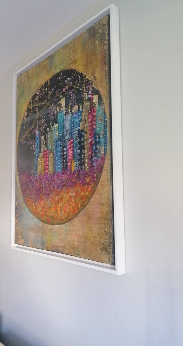 Original Abstract Architecture Painting by Anne Robin