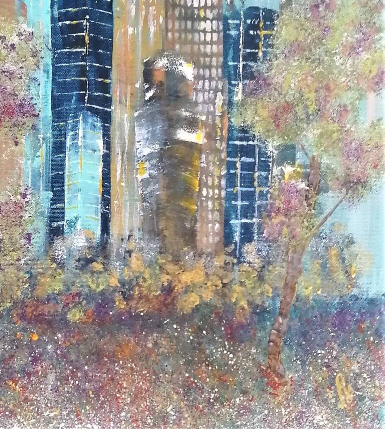 Original Abstract Architecture Painting by Anne Robin