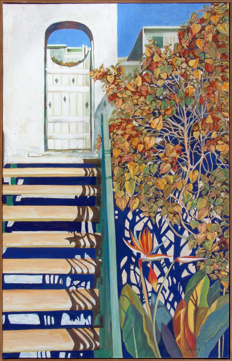 Original Expressionism Garden Painting by Anne Carothers