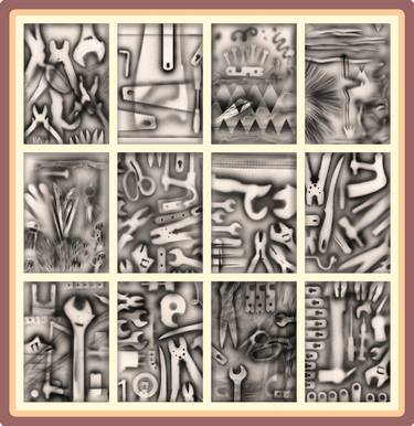 Set of 12, Airbrush Style work Inspired by Man Ray of Dadaism thumb