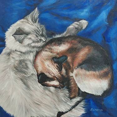 Original Figurative Cats Paintings by Zoe Elizabeth Norman
