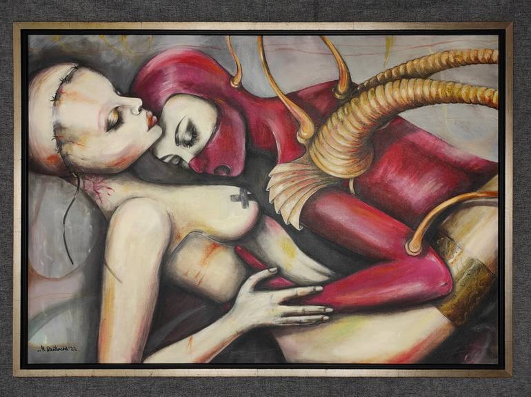 Original Surrealism Erotic Painting by Małgorzata Bańkowska