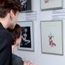 Framed artwork at exhibition.