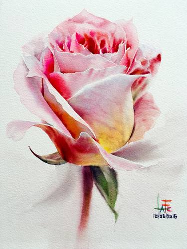 Watercolor without Drawing " Rose 10062016" thumb