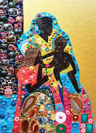 African original wall hangingpainting of mother and child