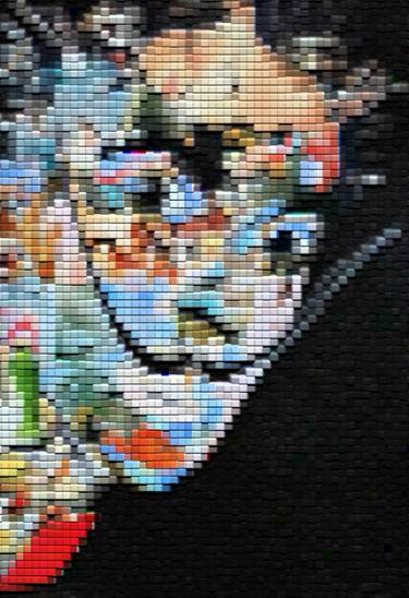 Dali original mosaic portrait, decorative collage art. Modern surrealism artwork, 3d art. Huge large wall sculpture Collage thumb