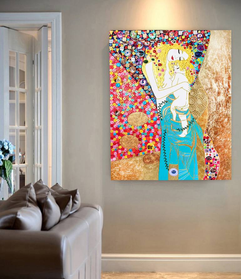 Original Art Deco Love Painting by Irina Bast