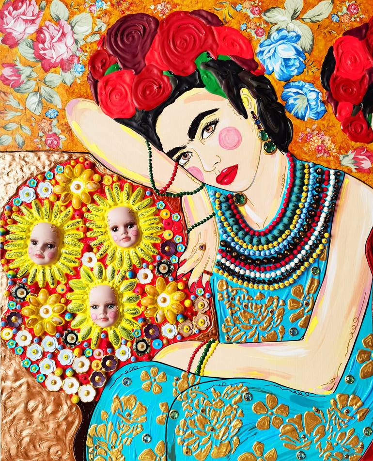 Frida Kahlo Inspired Mosaic Woman Portra, Collages By Irina, 54% OFF