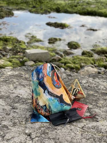 100% Silk Unique Design Foulard ART with genuine leather cover - Limited Edition of 10 thumb
