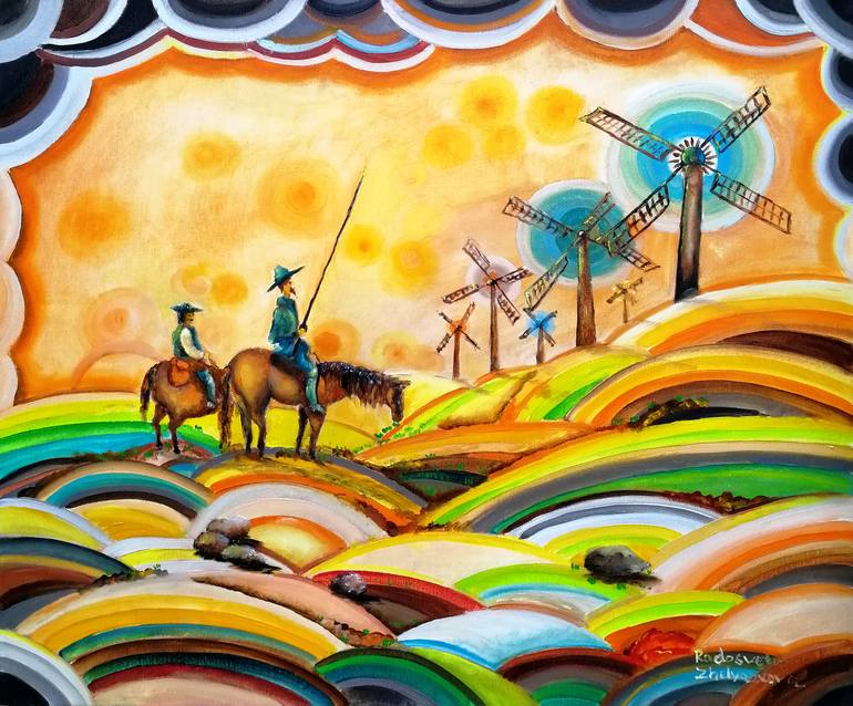 Don Quixote de La Mancha and Sancho Panza Painting by Radosveta Zhelyazkova  | Saatchi Art