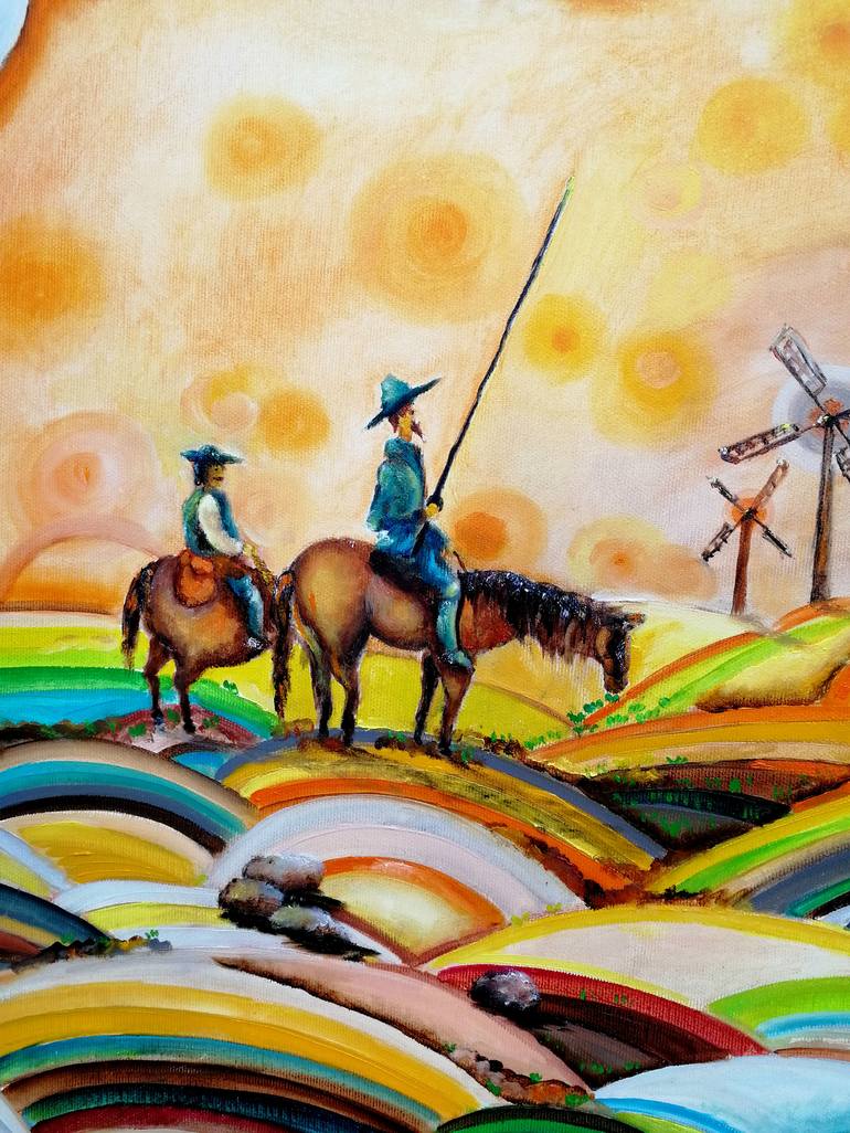 Don Quixote de La Mancha and Sancho Panza Painting by Radosveta