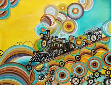Original Fine Art Train Paintings by Radosveta Zhelyazkova
