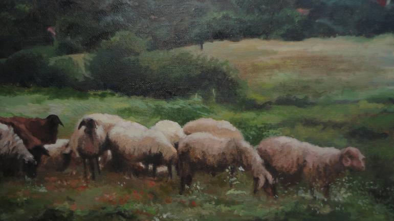 Original Folk Landscape Painting by Radosveta Zhelyazkova