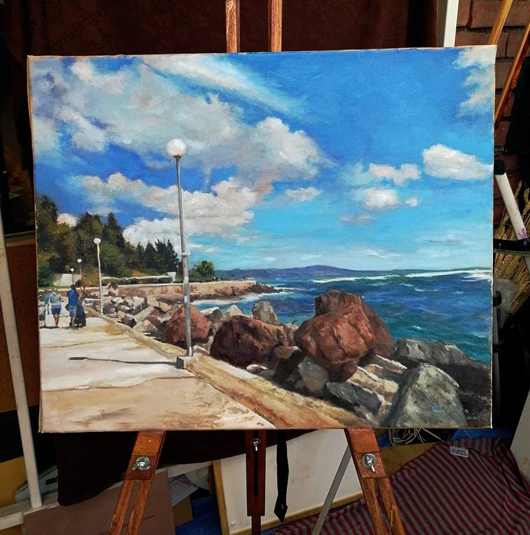 Original Impressionism Beach Painting by Radosveta Zhelyazkova