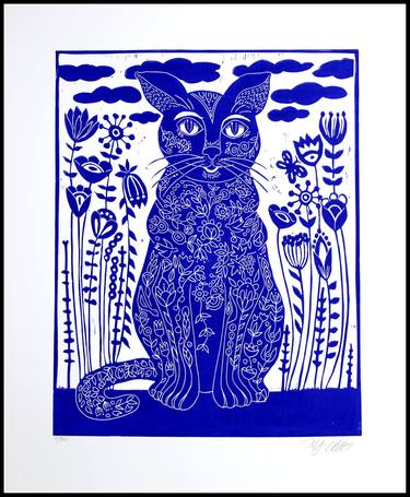 Original Folk Cats Printmaking by Mariann Johansen-Ellis