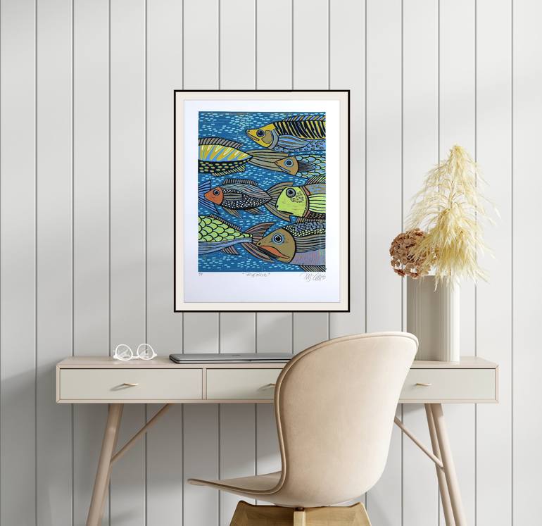 Original Figurative Fish Printmaking by Mariann Johansen-Ellis