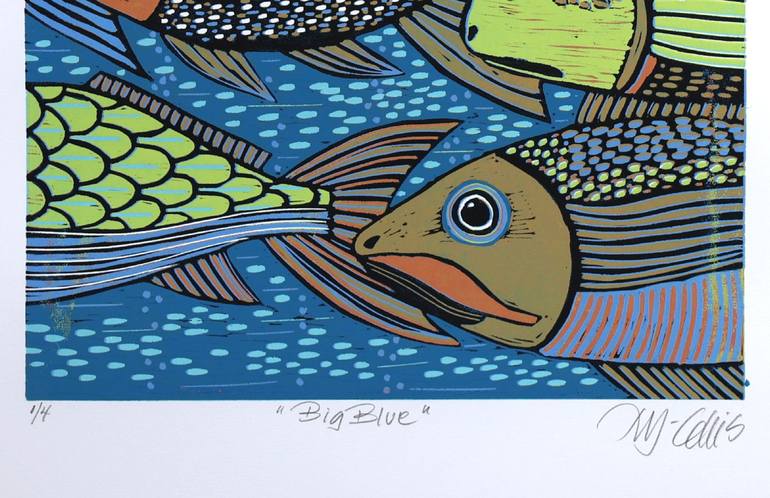 Original Figurative Fish Printmaking by Mariann Johansen-Ellis