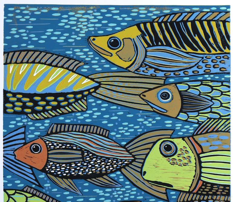 Original Figurative Fish Printmaking by Mariann Johansen-Ellis