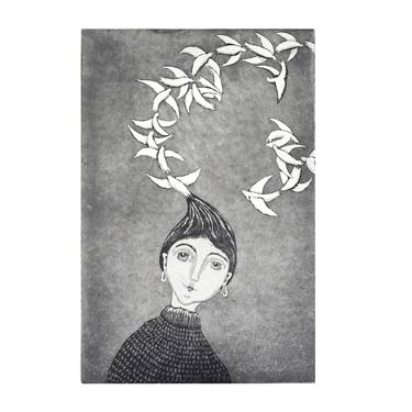 Original Figurative Women Printmaking by Mariann Johansen-Ellis