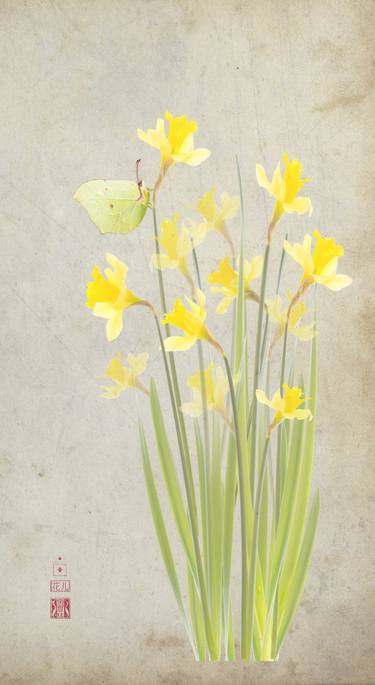 Daffodils and brimstome - Limited Edition 1 of 1 - SOLD thumb