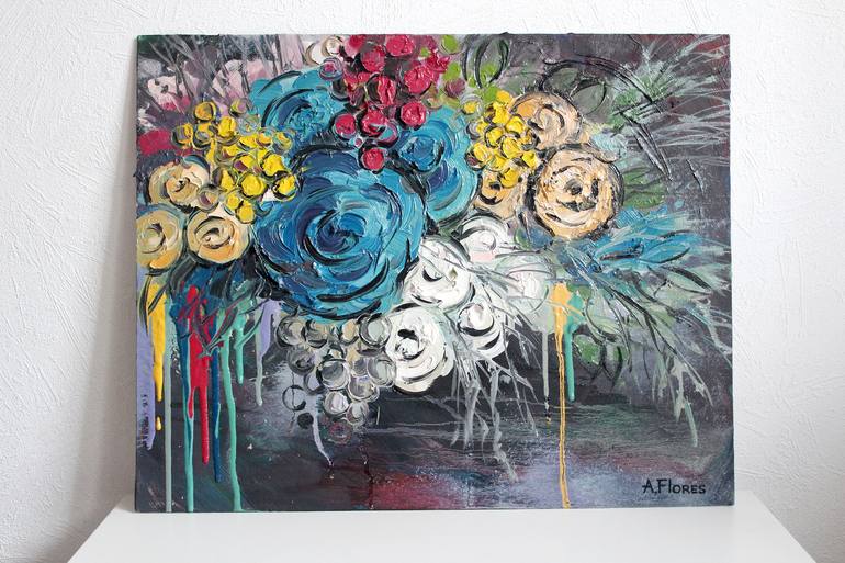 Original Abstract Floral Painting by Anastasia Flores