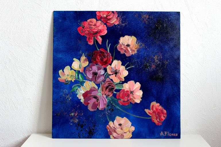 Original Fine Art Floral Painting by Anastasia Flores