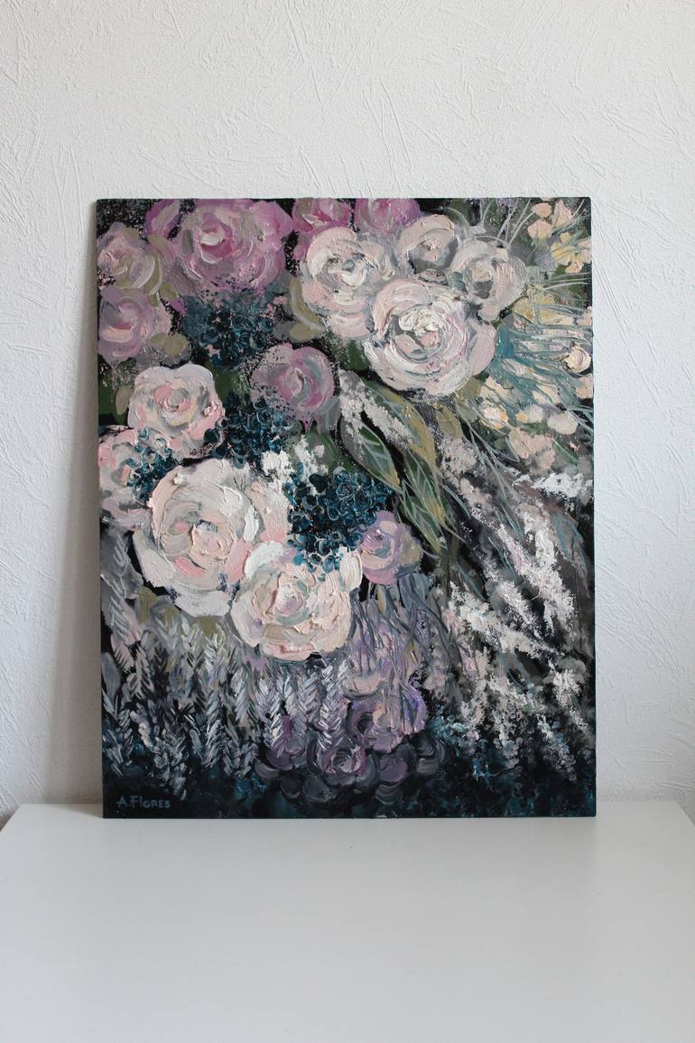 Original Fine Art Floral Painting by Anastasia Flores