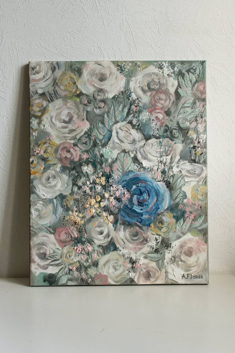 Original Folk Floral Painting by Anastasia Flores