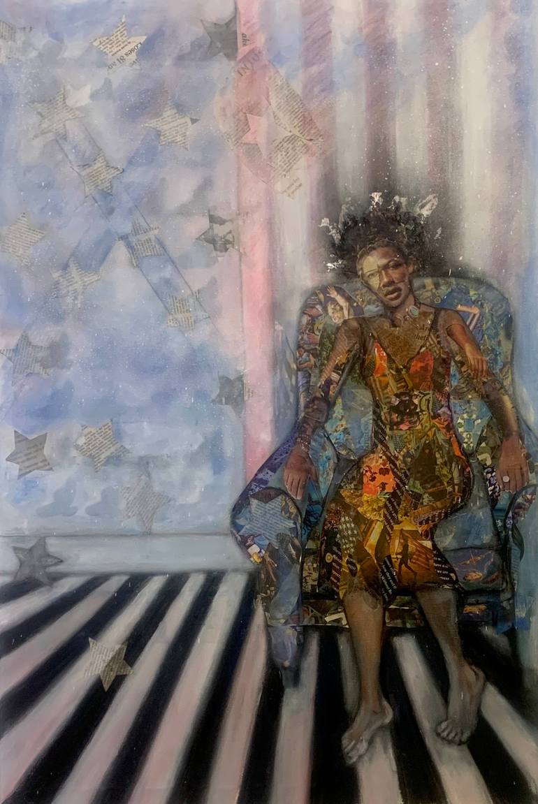 American Dreams and Nightmares Original Mixed Media by denise adler