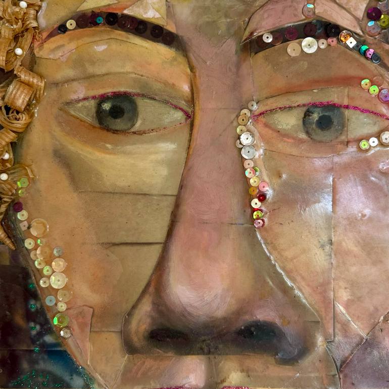 Mona Lisa Eyes Original Mixed Media by denise adler