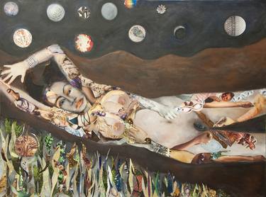 Original Expressionism Nude Collage by Denise Adler