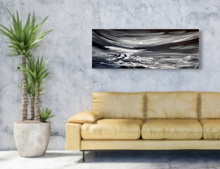 Original Black & White Abstract Painting by Marja Brown