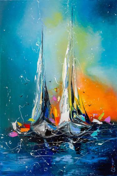 Print of Impressionism Boat Paintings by Liubov Kuptsova
