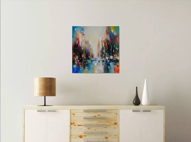 Original Abstract Cities Painting by Liubov Kuptsova