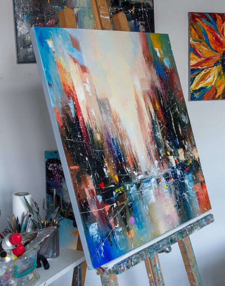 Original Abstract Cities Painting by Liubov Kuptsova