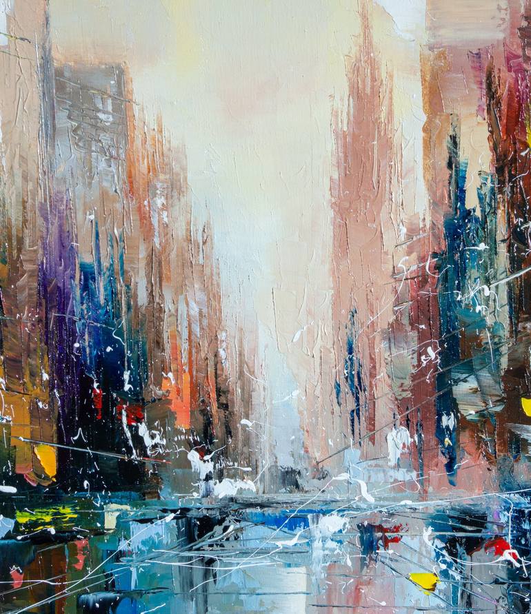 Original Abstract Cities Painting by Liubov Kuptsova