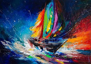 Original Boat Paintings by Liubov Kuptsova