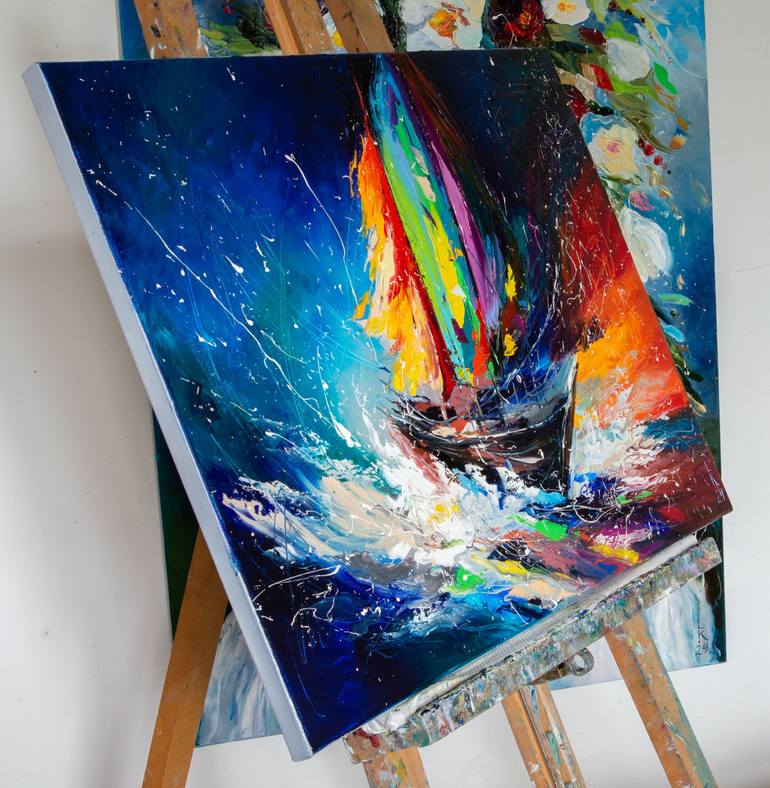 Original Impressionism Boat Painting by Liubov Kuptsova