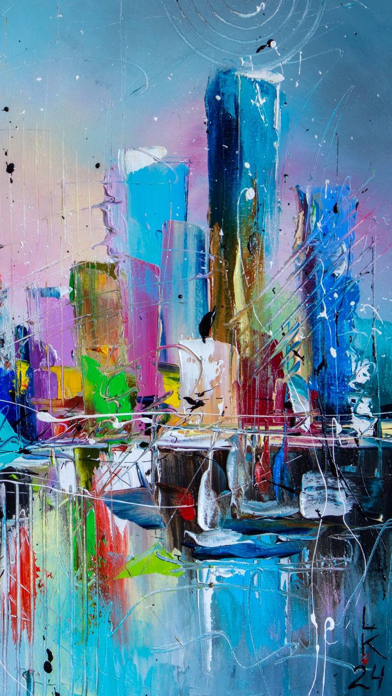 Original Abstract Cities Painting by Liubov Kuptsova