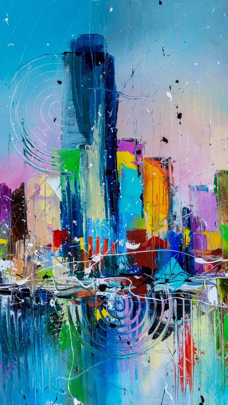 Original Abstract Cities Painting by Liubov Kuptsova