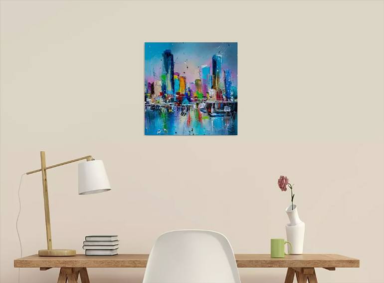 Original Abstract Cities Painting by Liubov Kuptsova