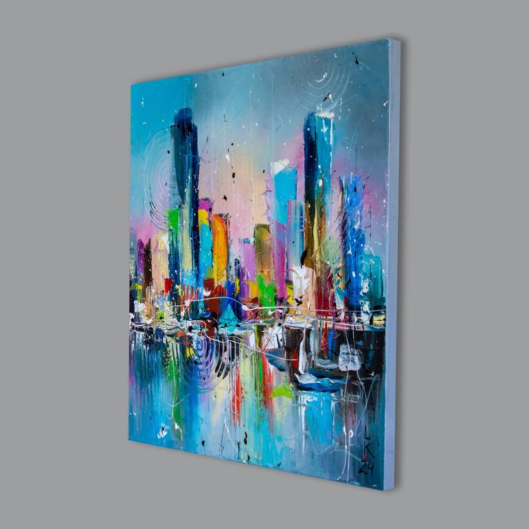 Original Abstract Cities Painting by Liubov Kuptsova