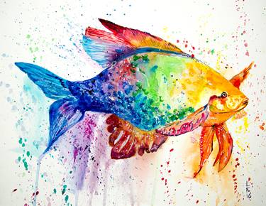 Print of Fish Paintings by Liubov Kuptsova