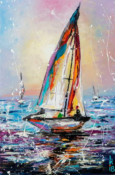 Print of Impressionism Yacht Paintings by Liubov Kuptsova