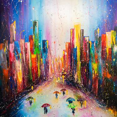 Print of Abstract Cities Paintings by Liubov Kuptsova