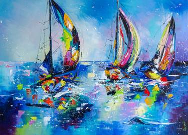 Print of Impressionism Yacht Paintings by Liubov Kuptsova
