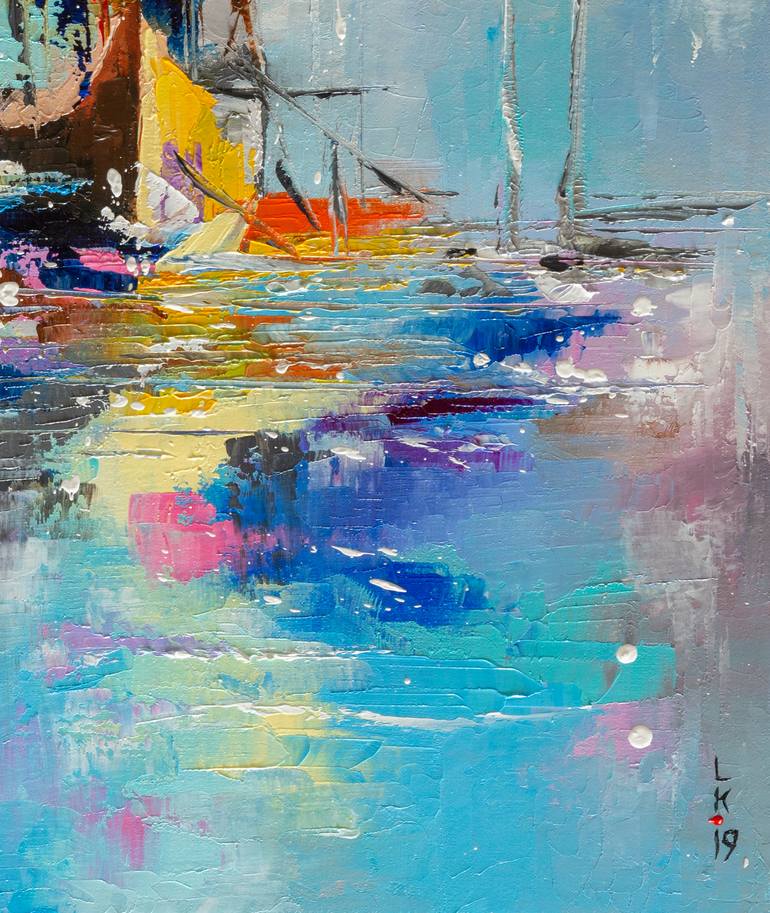 Original Abstract Yacht Painting by Liubov Kuptsova