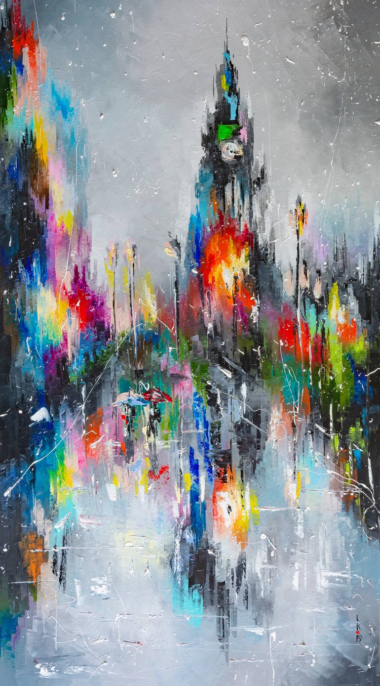 Original Abstract Cities Paintings by Liubov Kuptsova