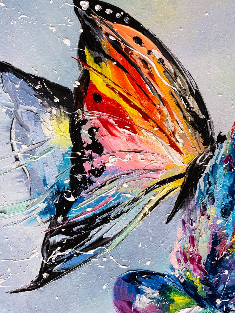 BUTTERFLY ON FLOWER Painting by Liubov Kuptsova