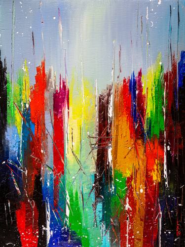 Original Abstract Cities Paintings by Liubov Kuptsova